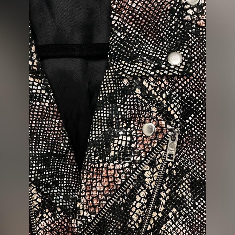 Blk Dnm Snakeskin Python Embossed Leather Biker J… - image 5